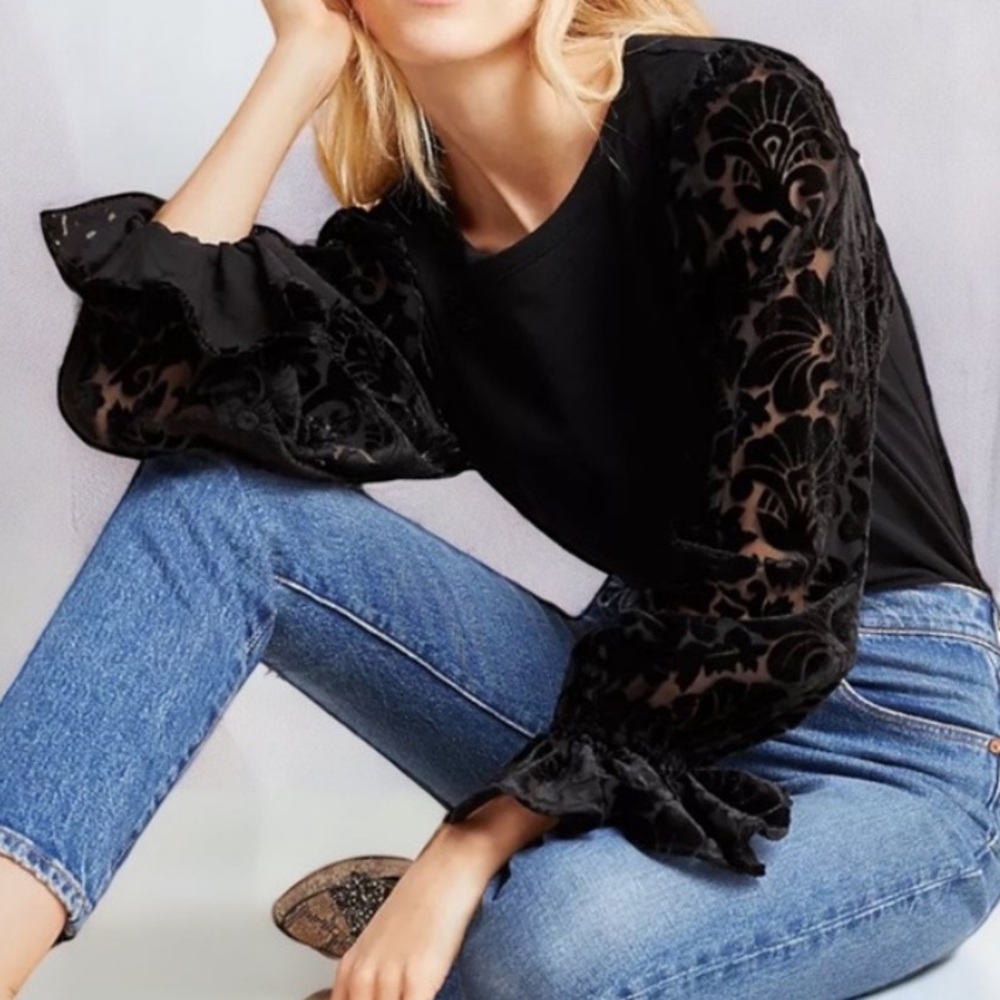 Anthropologie•Eri+Ali•Velvet Sleeves•Sz Large